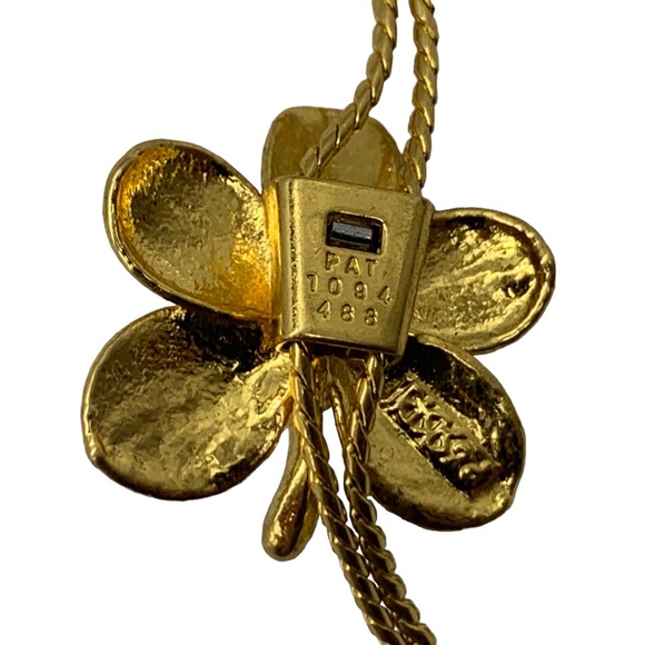 40” 1990s Floral Charm Lariat Gold Plated Long Necklace - Picture 7 of 9